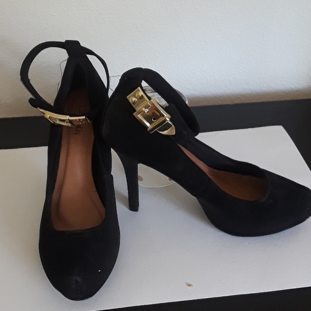 crysalis black velvet high heel